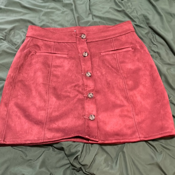 Suede deep red skirt. Size 14. Worn once. - Picture 1 of 1
